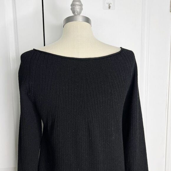 Vince Ribbed Merino Wool Scoop-neck Dress In Black Sz S - Picture 10 of 14